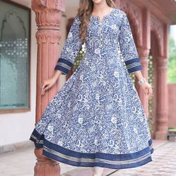 KALINI Women Floral Printed Mirror Work Kurta-image-93
