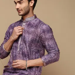 Sanwara Geometric Embroidered Mandarin Collar Chikankari Cotton Straight Kurta-image-67