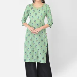 Span Women Green Floral Embroidered Kurta-picture-9