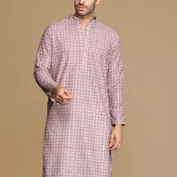 Sanwara Geometric Printed Mandarin Collar Long Sleeves Cotton Kurta-image-3