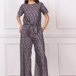Chanting Blue Printed Top With Palazzo-12