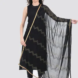 Ethnicity Black & Golden Embroidered Dupatta-picture-30