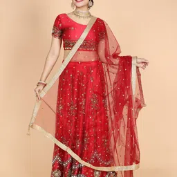NAMASKAR Ethnic Motifs Embroidered Net Dupatta-picture-29