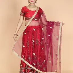 NAMASKAR Ethnic Motifs Embroidered Net Dupatta-picture-30