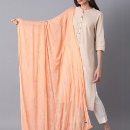 elleven Women Peach Ethnic Motifs Embroidered Dupatta-image-13