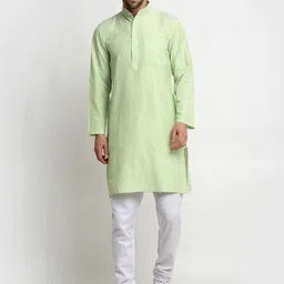 Arrabi Striped Mandarin Collar Cotton Straight Kurta-picture-37