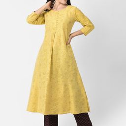 Span Woven Design A-Line Round Neck Kurta-10