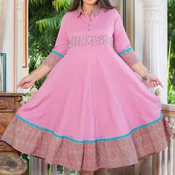 KALINI Plus Size Floral Embroidered Anarkali Kurta-picture-20