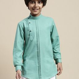 Sanwara Boys Mandarin Collar Pleated Kurta-picture-39