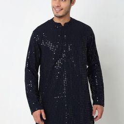 Ethnicity Striped Mandarin Collar Sequins A-Line Kurta-picture-27