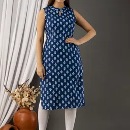 MILAAV Floral Printed Keyhole Neck Sleeveless Straight Kurta-picture-55