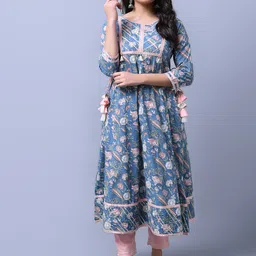 RANGMAYEE Floral Printed Flared Sleeves A-Line Kurta-picture-24