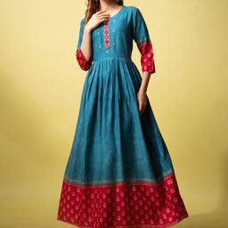 ARADHNA Women Ethnic Motifs Printed Patchwork Anarkali Kurta-58