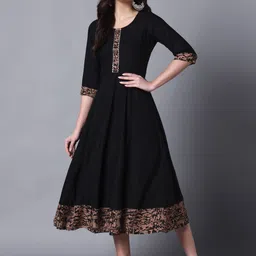 KALINI Abstract Printed Gotta Patti Fit & Flare Ethnic Dress-picture-5