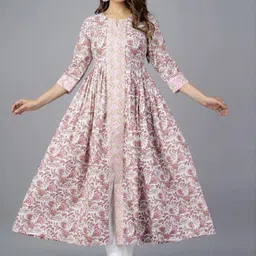 JAIPURI COLLECTION Floral Printed Pleated Anarkali Cotton Kurta-54