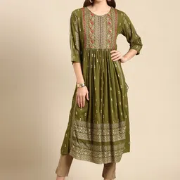 SHOWOFF Ethnic Motifs Printed Thread Work Anarkali Kurta-image-70