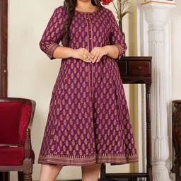 YASH GALLERY Ethnic Motifs Printed Cotton Anarkali Kurta-17