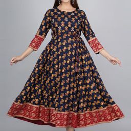 KALINI Floral Printed Fit & Flare Ethnic Dress-picture-45