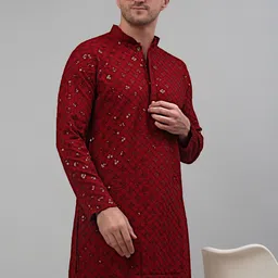 Jompers Chikankari Embroidered Sequinned Kurta-image-47