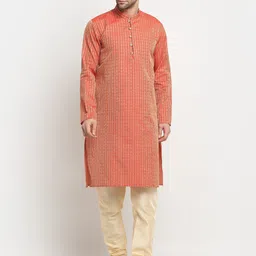 KRAFT INDIA Ethnic Motifs Woven Design Jacquard Straight Kurta-picture-34