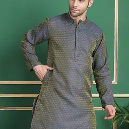 Anouk Abstract Mandarin Collar Long Sleeves Jacquard Kurta-image-62
