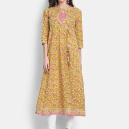 KUMARI Women Floral Printed Mirror Work Anarkali Kurta-image-8