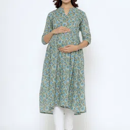 CRAFIQA Floral Printed Pure Cotton Maternity Kurta-image-75
