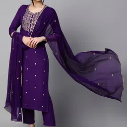 gosriki KALINI Floral Embroidered Regular Kurta With Trousers & Dupatta image 1