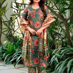 gosriki KALINI Floral Printed Regular Kurta with Trousers & With Dupatta-picture-21