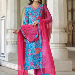KALINI Floral Printed Kurta With Trousers & Dupatta-39