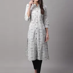 FERANOID Quirky Printed Pure Cotton Kurta-7