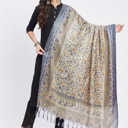 Clora Creation Printed Ikat Tasselled Dupatta with Zari-picture-30