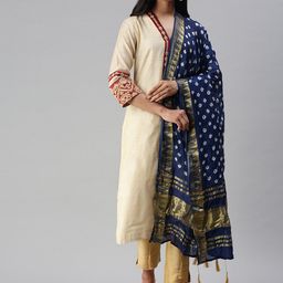 Soch Navy Blue & White Printed Dupatta-3