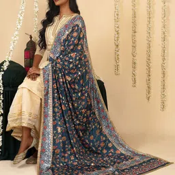TEEJH Ethnic Motifs Printed Mirror Work Dupatta-picture-10