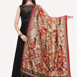Kaizen TEXO FAB Red & Blue Ethnic Motifs Printed Dupatta-67