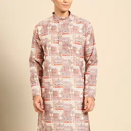 MANQ Ethnic Motifs Printed Mandarin Collar Straight Kurta-picture-39