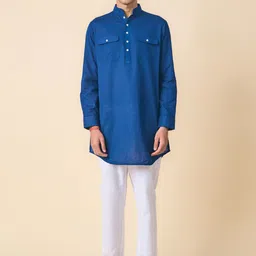 Tasva Men Mandarin Collar Cotton Pathani Kurta-image-96