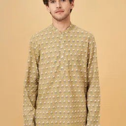 indus route by Pantaloons Ethnic Motifs Printed Mandarin Collar Straight Kurta-15