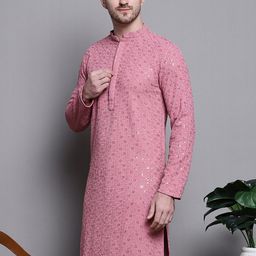 Jompers Floral Embroidered Thread Work Sequinned Pure Cotton Kurta-56