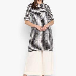 antaran Striped Mandarin Collar Pathani Kurta-image-26