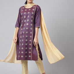 AURELIA Gold-Toned Printed Dupatta-25