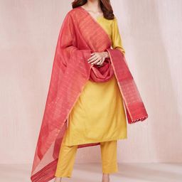 Fabindia Woven Design Sequinned Cotton Silk Dupatta-23