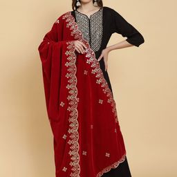Moda Chales Geometric Embroidered Sequinned Dupatta-picture-4