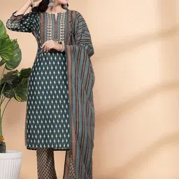 Nayam By Lakshita Floral Printed Regular Beads & Stones Kurta With & Dupatta-29