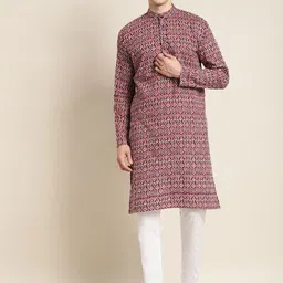 SOJANYA Men Brown & Pink Ethnic Motifs Printed Kurta-picture-39