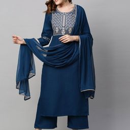 KALINI Women Blue Kurta with Palazzos & With Dupatta-picture-57