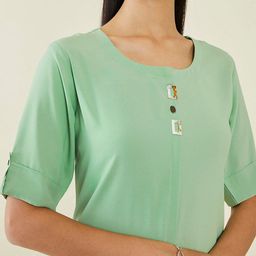 Soch Roll-Up Sleeves A-Line Panelled Kurta image 2