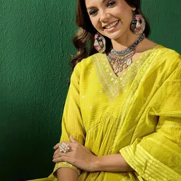 Sangria Embroidered A-Line Kurta With Trouser & Dupatta image 2