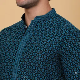 Anouk Abstract Thread Work Mandarin Collar Pathani Kurta image 5