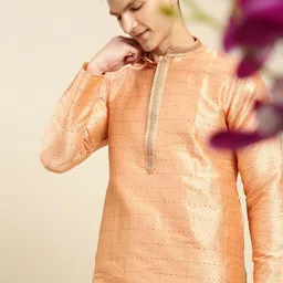 Sanwara Men Pink Cold-Shoulder Sleeves Pathani Kurta-image-66
